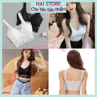 Áo bra nữ ren 2 dây dáng lửng có đệm ngực hót mới 077