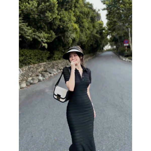 Đầm body nữ thời trang mặc đi chơi tay ngắn cổ  thun cài nút như hình chất liệu len ren cao cấp,