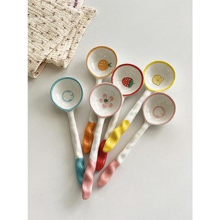 Spoon anmu liangpin ins cute fruit flowers hand-painted underglaze color ceramic stoneware spoon tableware soup spoon