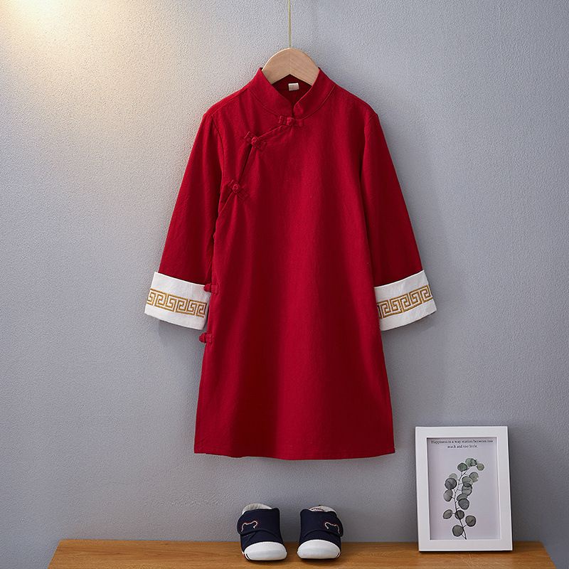 Áo Khoác Hán Phục Bằng Cotton Lanh Phong Cách Trung Hoa Cổ Điển Cho Bé Trai