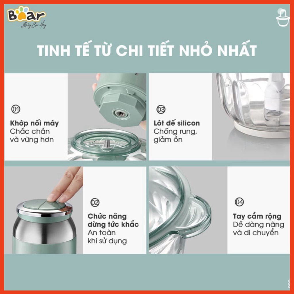 Máy Xay Thịt Đa Năng Bear Dung Tích 2,5l, Cối Thủy Tinh Công Suất 350W -ChangBeauty68
