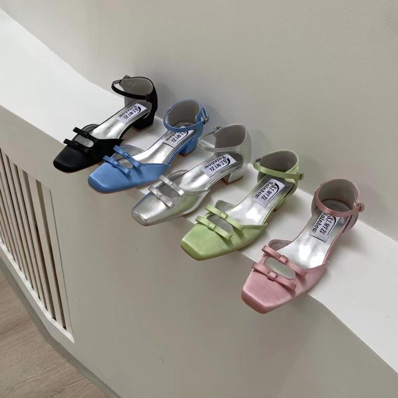 Chic 2023: _ _ Giày Búp Bê Mũi Vuông Nhỏ Thắt Nơ Cá Tính Khí Chất retro