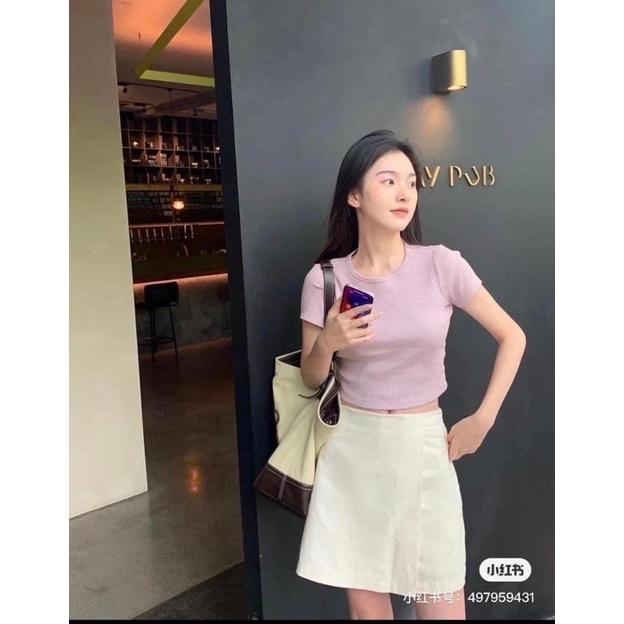 Áo thun len tăm croptop UNI