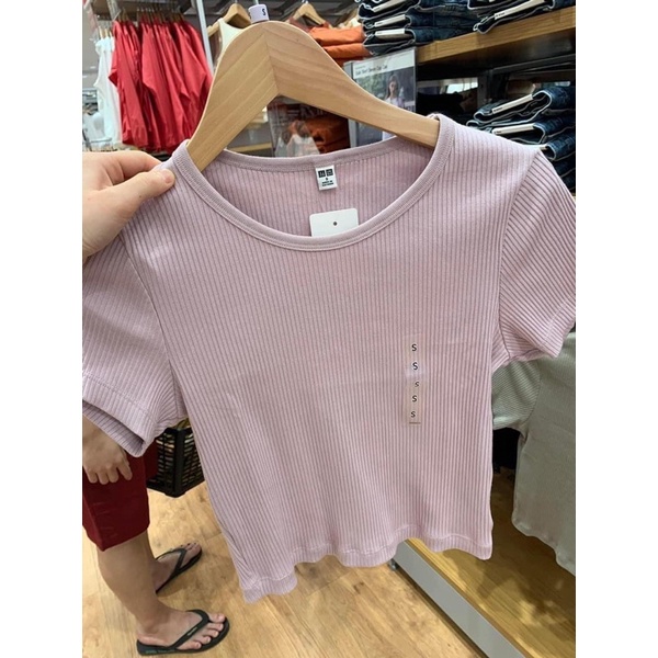 Áo thun len tăm croptop UNI