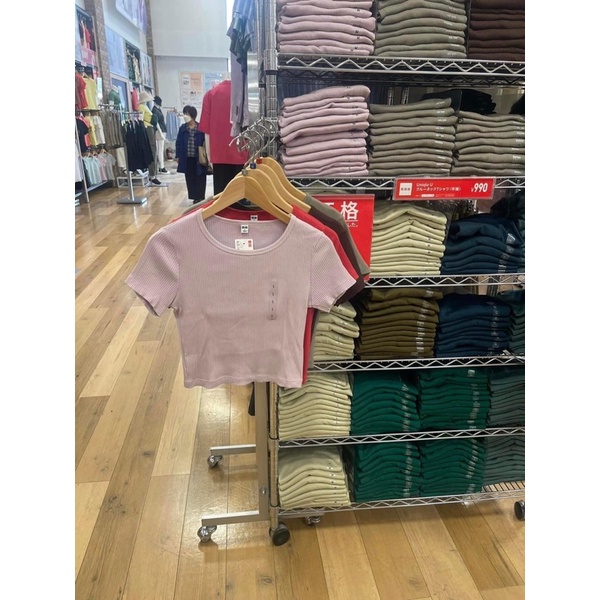 Áo thun len tăm croptop UNI