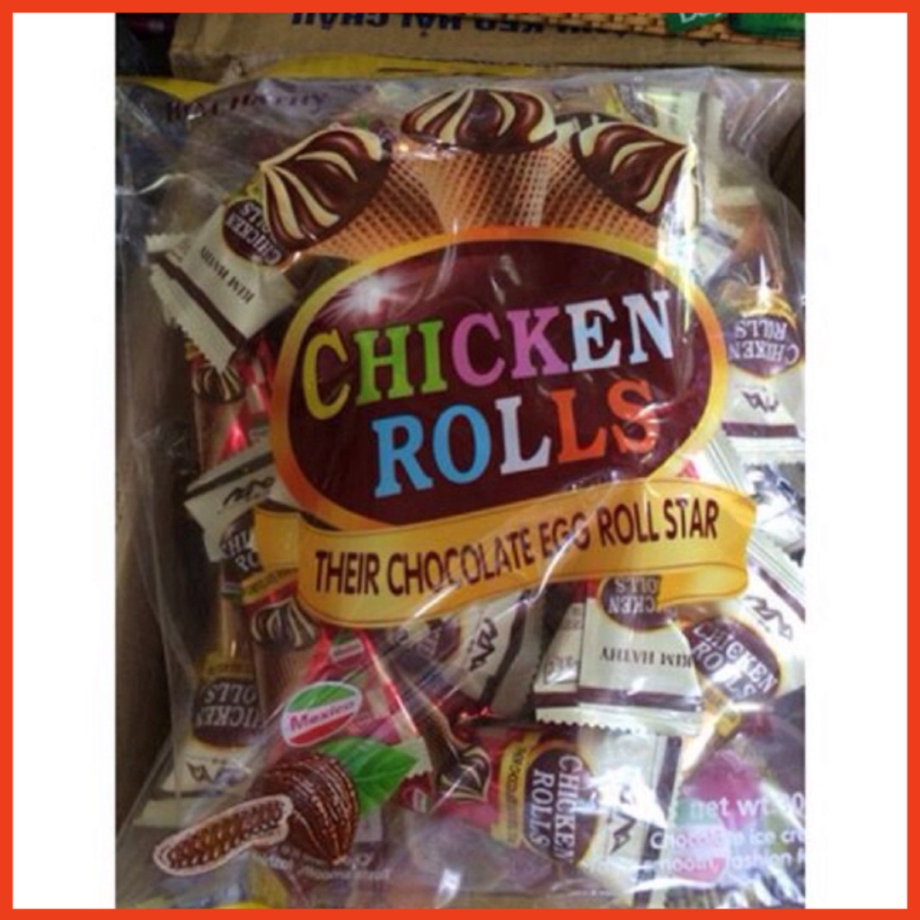 Bánh ốc quế socola kem Chicken Rolls (gói 300g) (Chính hãng)