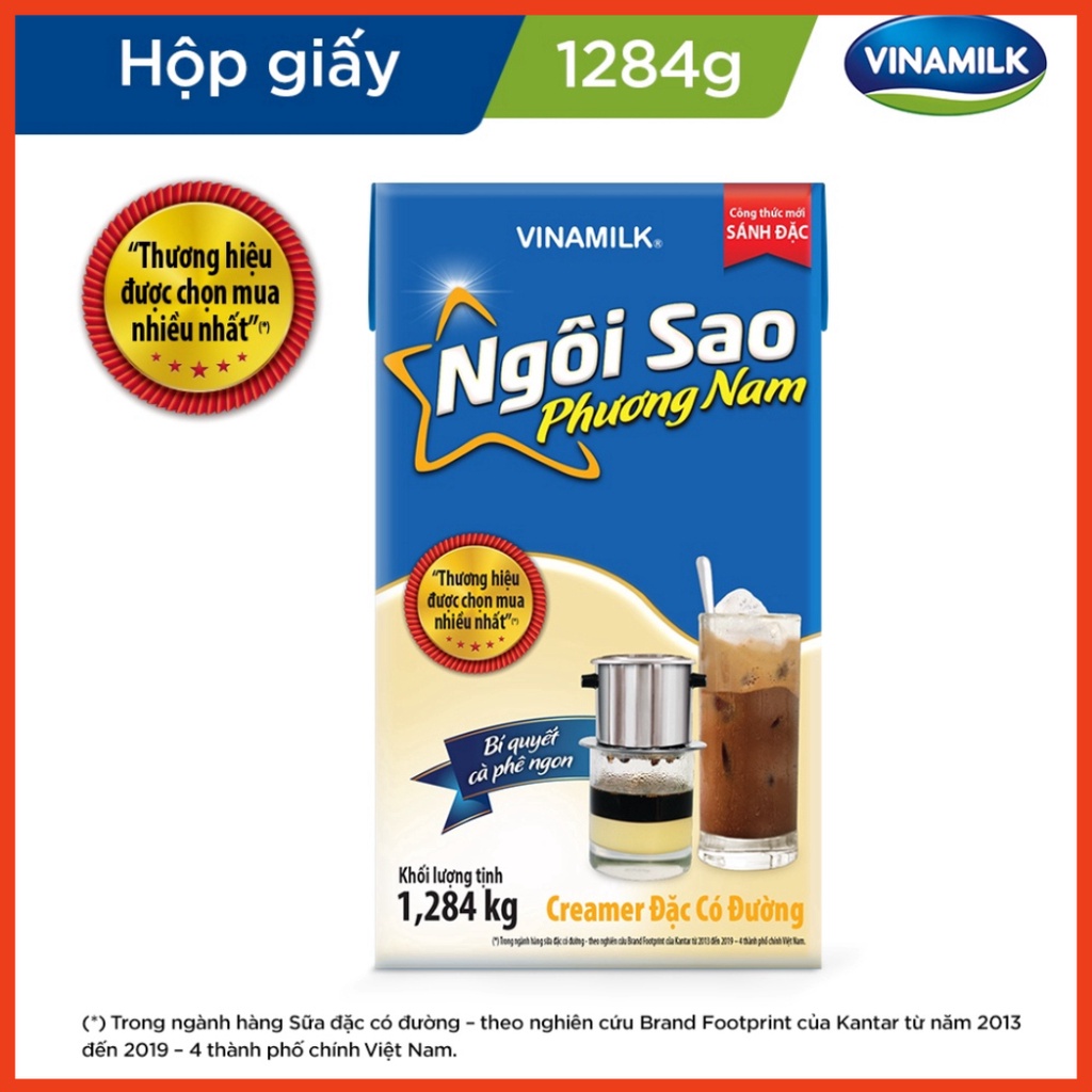 Sữa đặc có đường Ngôi Sao Phương Nam xanh biển - Hộp giấy 1284g