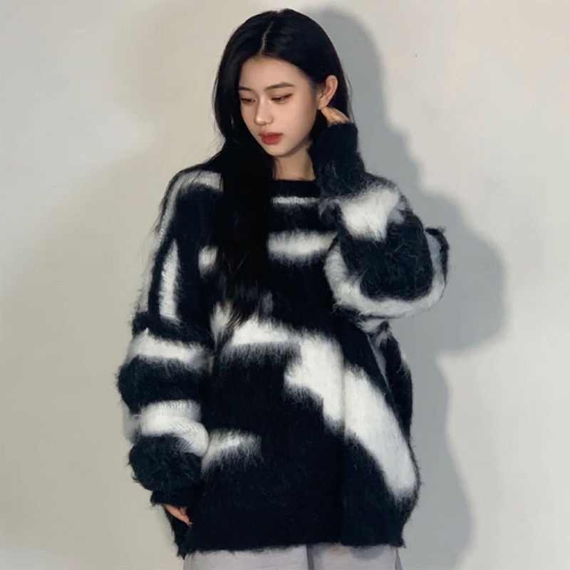 Áo Sweater Kẻ Sọc Thiết Kế Đơn Giản Xinh Xắn Cho Nữ hàng ngày