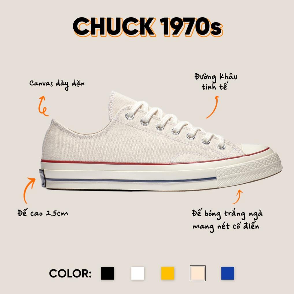Giày sneaker Converse 1970s Chuck màu kem cổt thấp CHÍNH HÃNG
