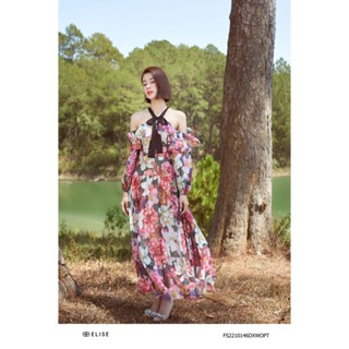 Đầm maxi chiffon hoa ly hồng hở vai thiết kế Elise FS2210146DXWOPT