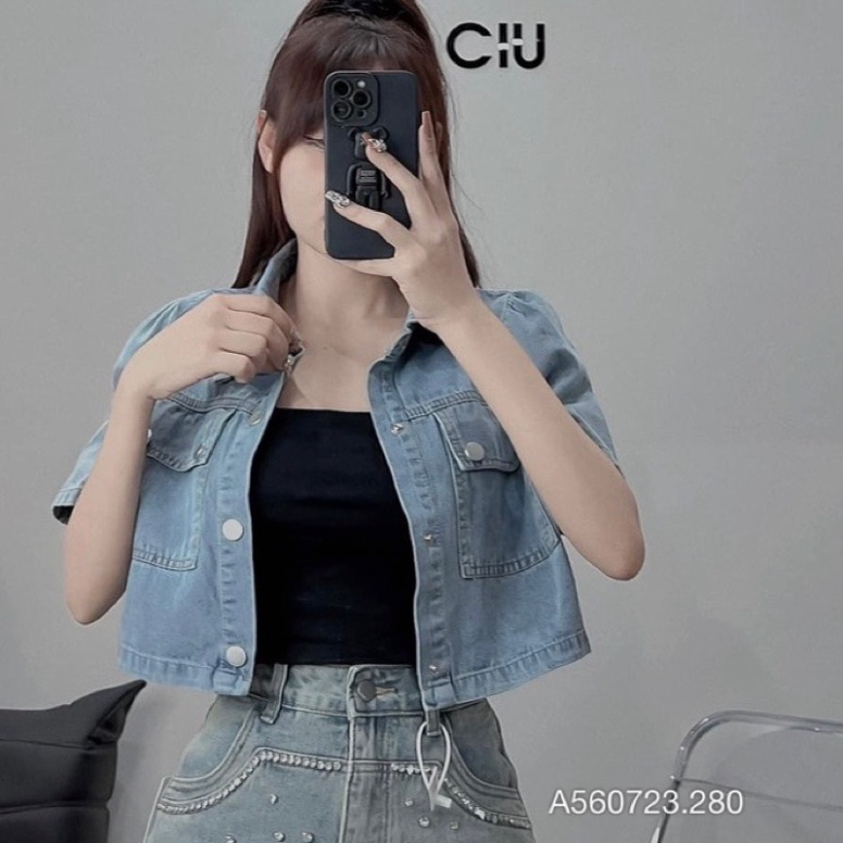 Áo sơ mi bò nữ cao cấp, Áo sơ mi jean nữ 2 túi hàng loại 1