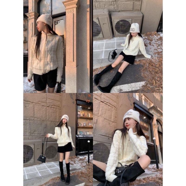 ÁO KHOÁC LÔNG CỪU KẺ Ô TRÁM