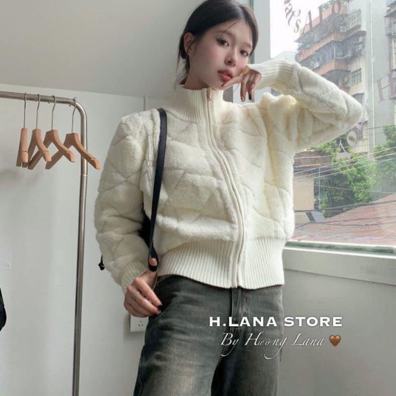 ÁO KHOÁC LÔNG CỪU KẺ Ô TRÁM