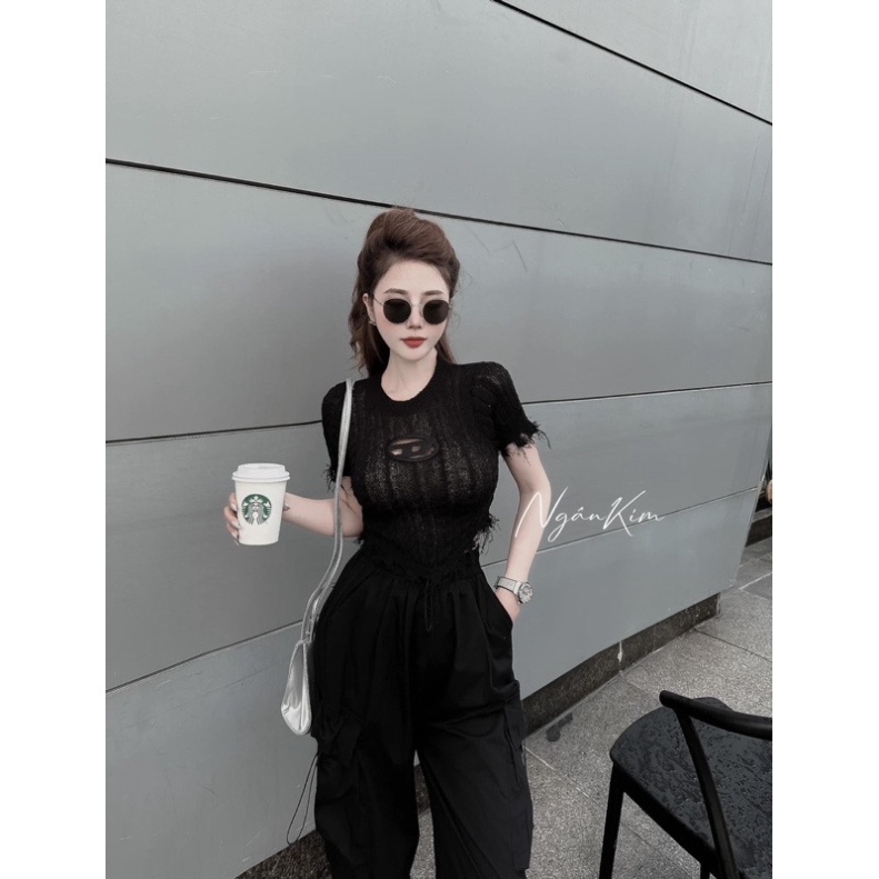 ÁO LEN CROPTOP CHỮ D