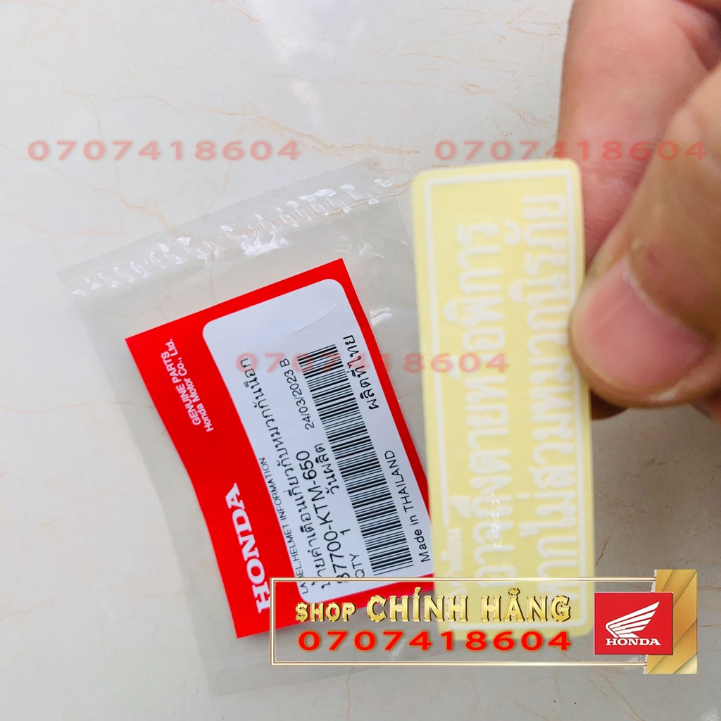 TEM LẺ THÔNG TIN AN TOÀN CBR250R (2010) HONDA THÁI LAN (1 Cái) | 87700-KTM-650 7