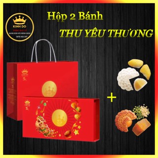  Bánh Trung Thu Kinh Đô Hộp 2 Bánh THU YÊU THƯƠNG Nướng + Dẻo Trứng - Ngọt 150G Đặc Biệt - Quà Biếu Tặng Kèm Hộp Cao Cấp  