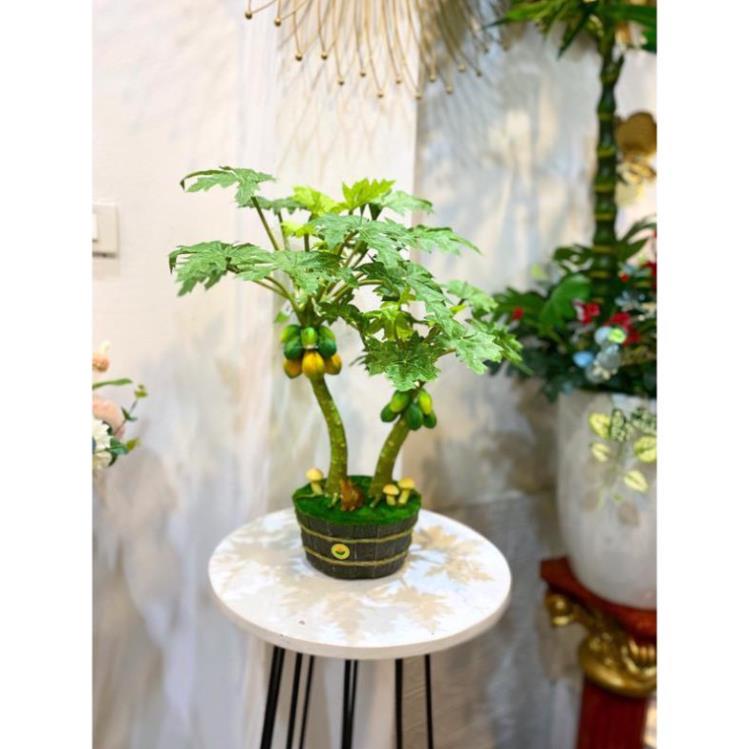 Cây đu đủ giả cây chuối giả mini trang trí decor nhà cửa làm quà tặng
