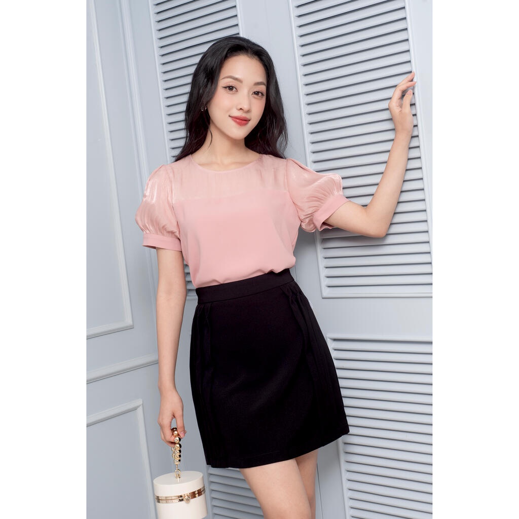 Chân váy dáng A, ly xếp 2 bên MMOutfit JU0223205