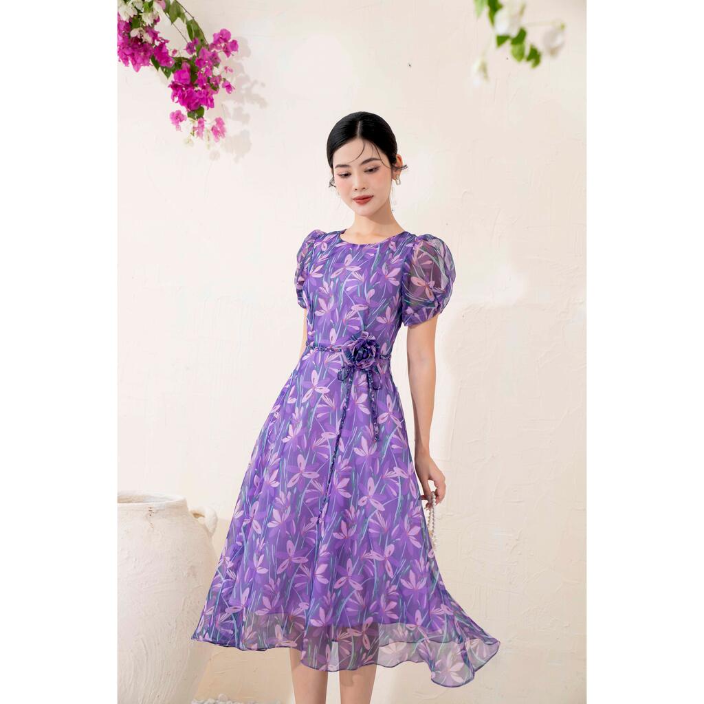 Đầm dáng xòe, dây tết, đính hoa TT MMOutfit DA0423610