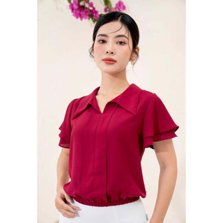Áo sơ mi dáng croptop chun eo mmoutfit ao0523398