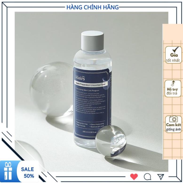 Nước Hoa Hồng Klairs Không Mùi Dưỡng Ẩm, Làm Dịu Da Klairs Supple Preparation Unscented Toner 180ml - MIN SKINCARE