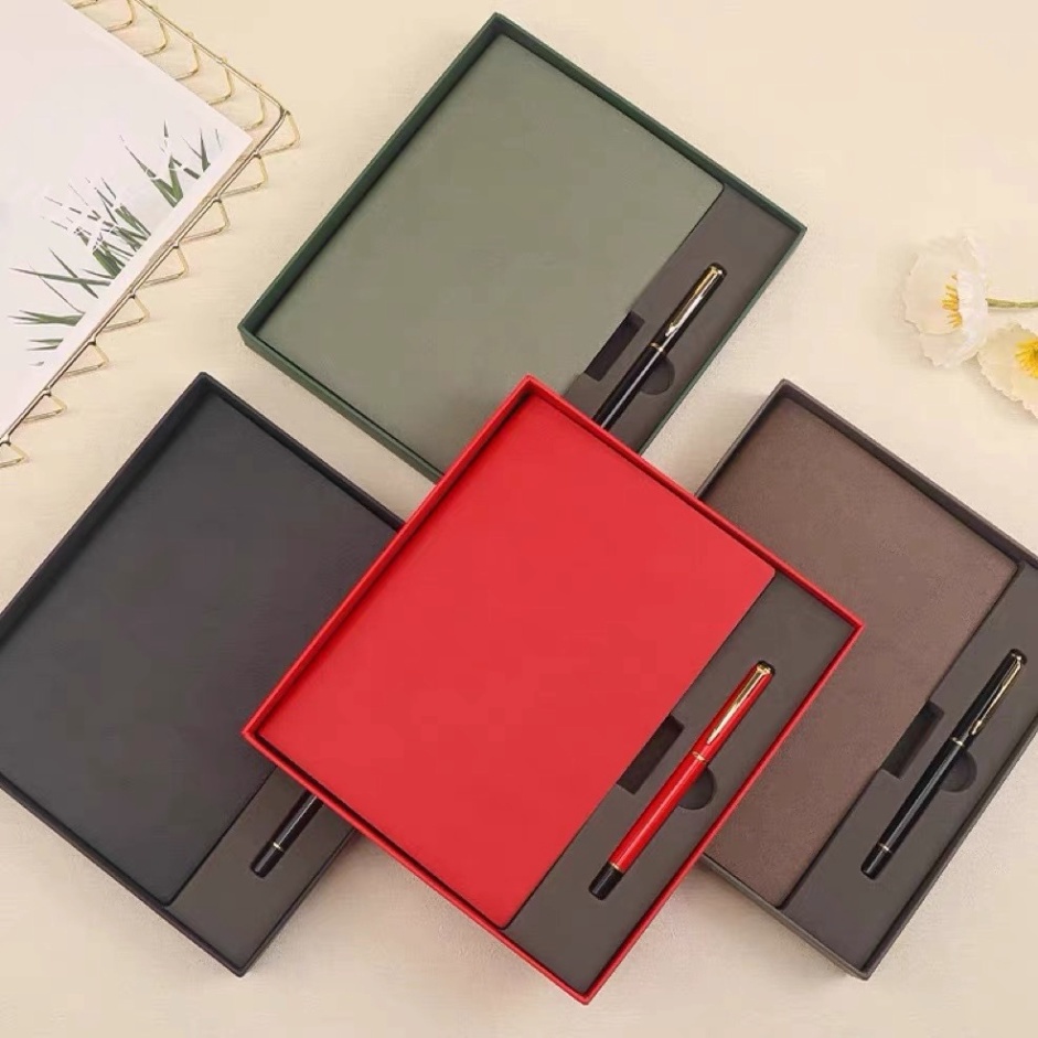 Bộ món quà sổ da Pu và chữ ký thời thượng có hộp túi quà sang trọng- được in logo riêng theo yêu cầu Hy Hy Store