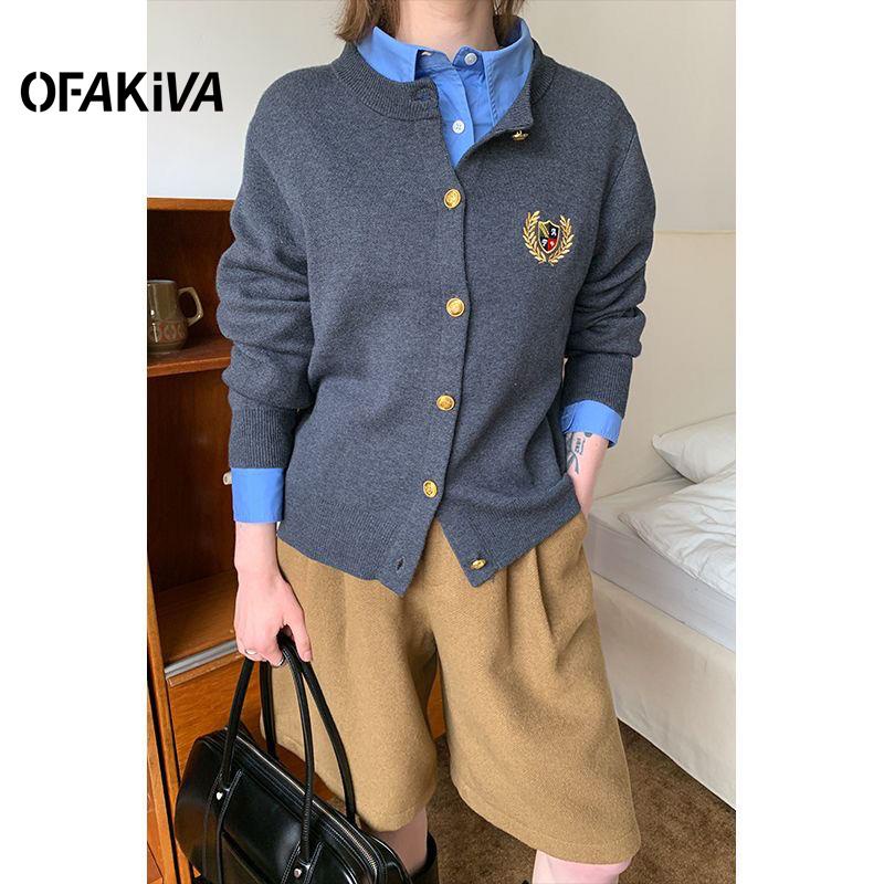 Áo Khoác Cardigan Dệt Kim Màu Sắc Tương Phản Thời Trang Mùa Xuân 2023 Cho Nữ