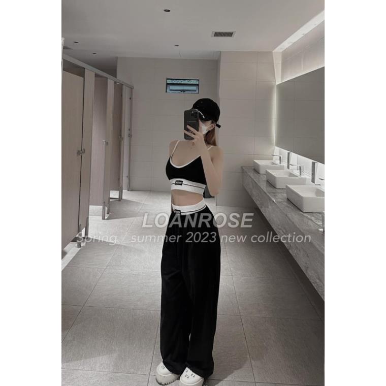 Set 3M Áo Croptop Quần Jogger Thun Gân , Set bikini 3 món thể thao