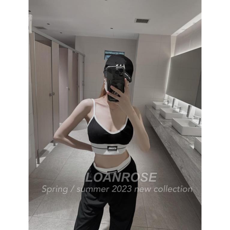 Set 3M Áo Croptop Quần Jogger Thun Gân , Set bikini 3 món thể thao