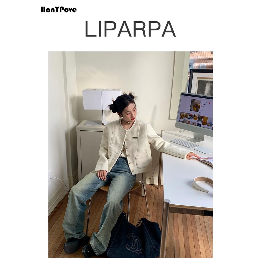 Honypove Áo Khoác Vest Tay Dài Dáng Ngắn Cỡ Nhỏ Phong Cách Pháp Thời Trang Cao Cấp