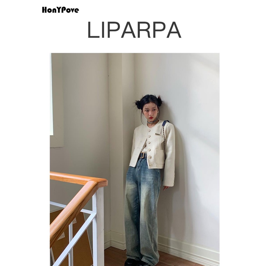 Honypove Áo Khoác Vest Tay Dài Dáng Ngắn Cỡ Nhỏ Phong Cách Pháp Thời Trang Cao Cấp