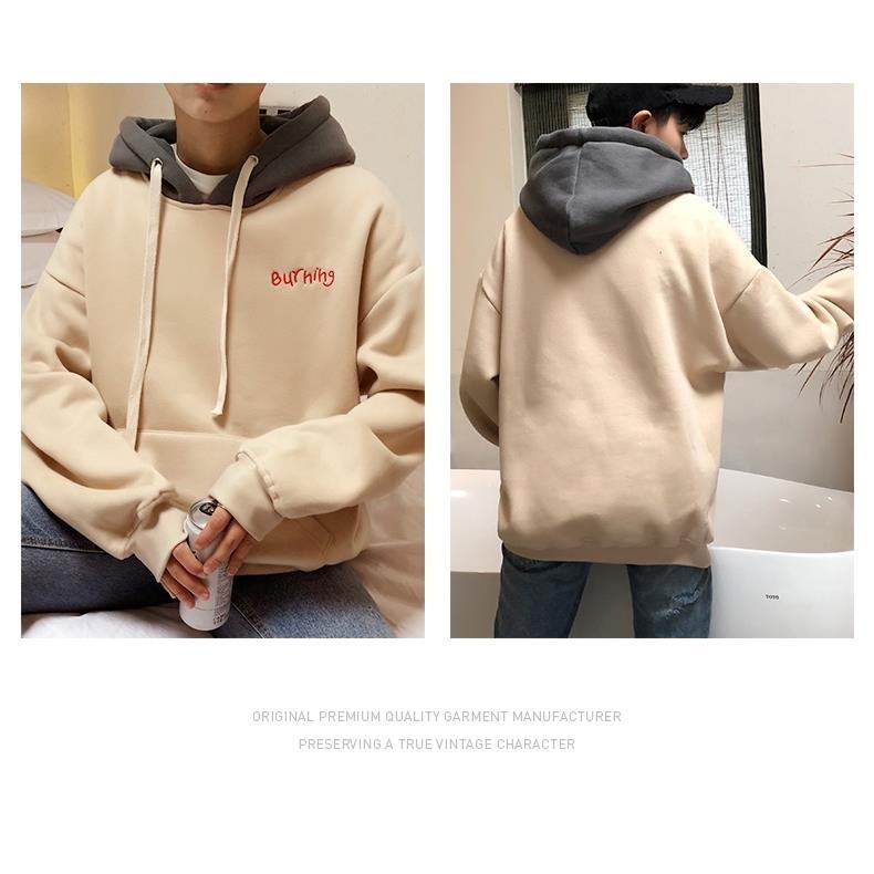 Áo len ấm áp lót lông cừu dày dặn áo khoác nam có mũ trùm đầu hoodie ready stock  áo khoác nam có mũ phong cách mới phiên bản hàn quốc hợp thời trang