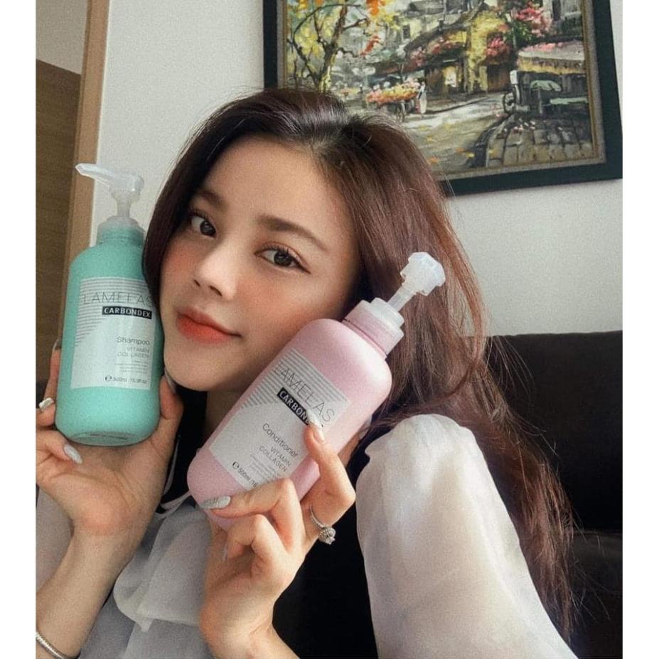 Bộ Dầu gội xả phục hồi LAMELAS - CARBONDEX, siêu mềm mượt - siêu lưu hương 500ml*2 hàng chính hãng