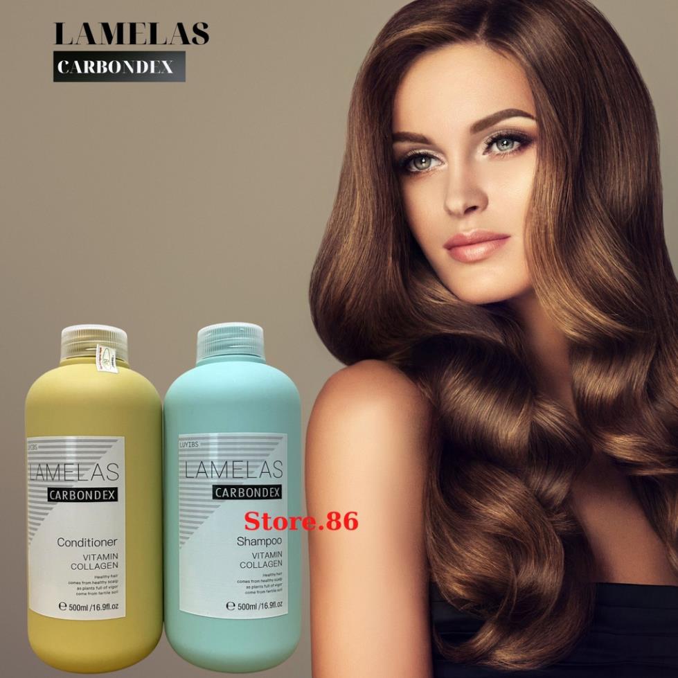 Bộ Dầu gội xả phục hồi LAMELAS - CARBONDEX, siêu mềm mượt - siêu lưu hương 500ml*2 hàng chính hãng