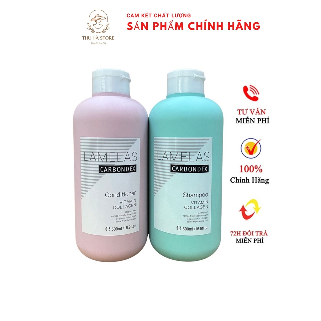 Bộ Dầu gội xả phục hồi LAMELAS - CARBONDEX, siêu mềm mượt - siêu lưu hương 500ml*2 hàng chính hãng
