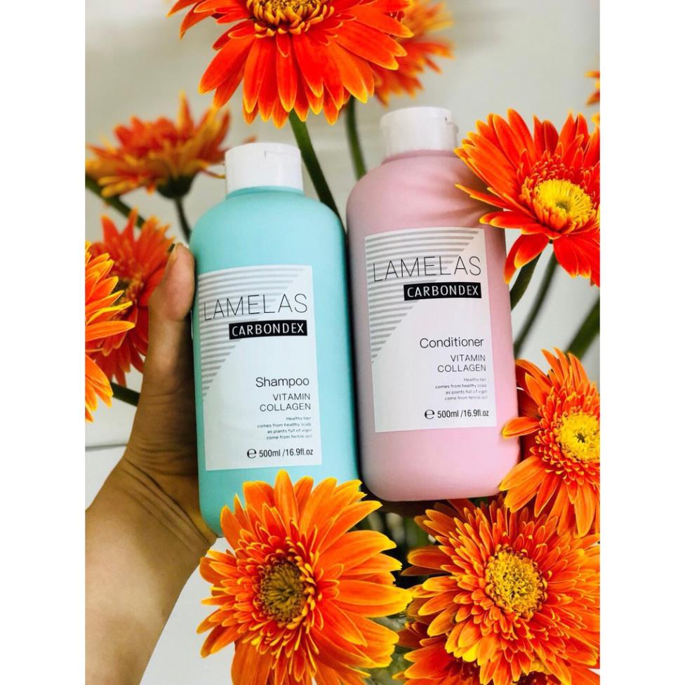 Bộ Dầu gội xả phục hồi LAMELAS - CARBONDEX, siêu mềm mượt - siêu lưu hương 500ml*2 hàng chính hãng