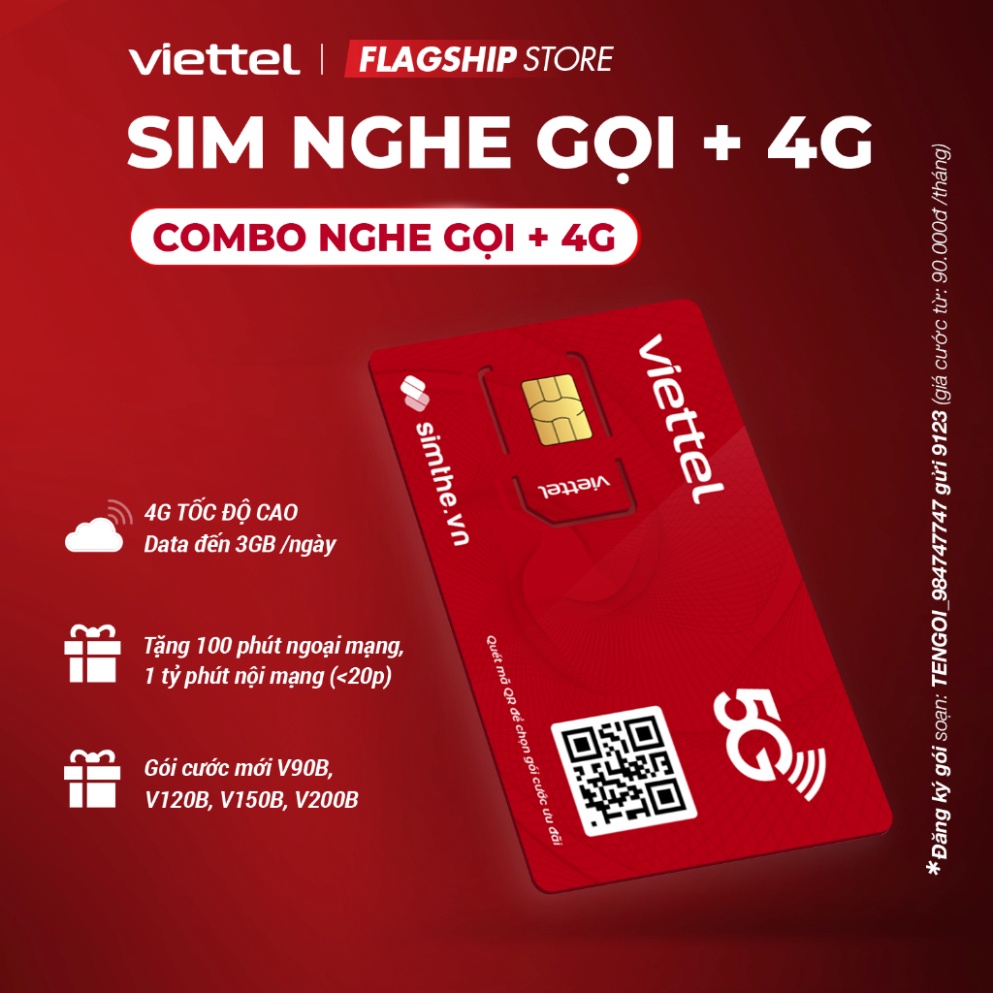 Sim Viettel V160B - V180B - V200B Data 8GB/Ngày - 240GB/Tháng Tốc Độ Cao. Miễn Phí 100P Ngoại Mạng + 1 Tỷ Phút Nội Mạng