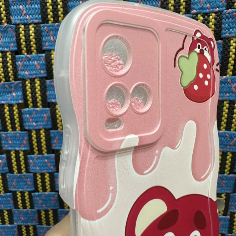 Case ốp lưng Vivo Y21 Y21S Y33S dẻo gấu dâu lotso siêu dễ thương viền lượn sóng bảo vệ camera
