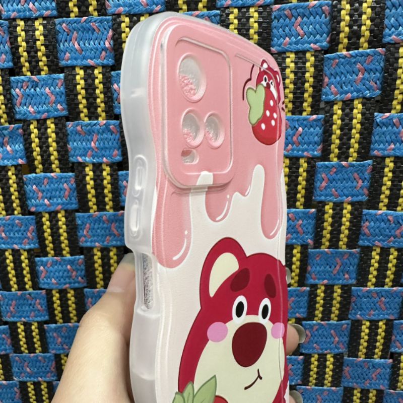 Case ốp lưng Vivo Y21 Y21S Y33S dẻo gấu dâu lotso siêu dễ thương viền lượn sóng bảo vệ camera