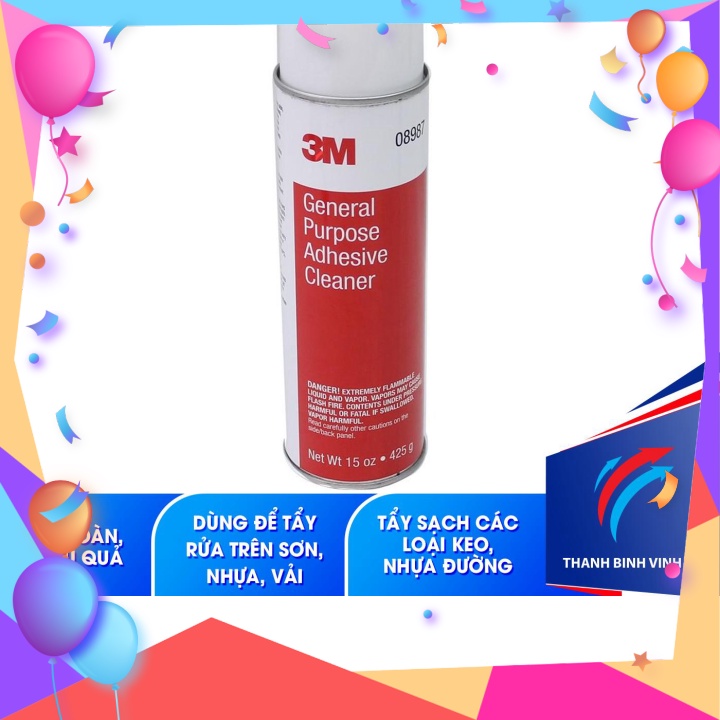Chai tẩy rửa vết keo, nhựa đường 3M 08987 tẩy nhanh và sạch hầu hết các loại keo; nhựa đường; dầu mỡ, tẩy rửa trên sơn;
