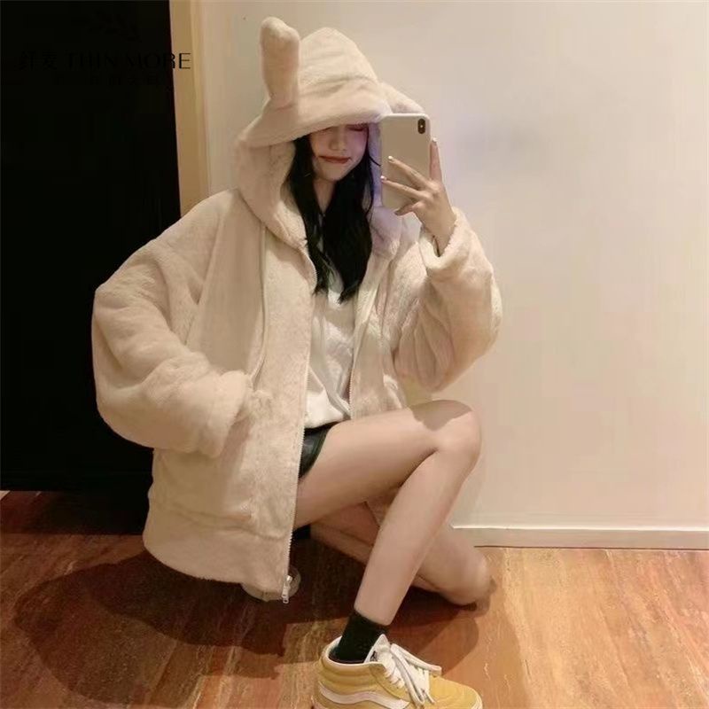 Áo Khoác Cardigan Có Mũ Trùm Dày Dặn Ấm Áp Thời Trang Thu Đông 2023 Dễ Thương Cho Nữ