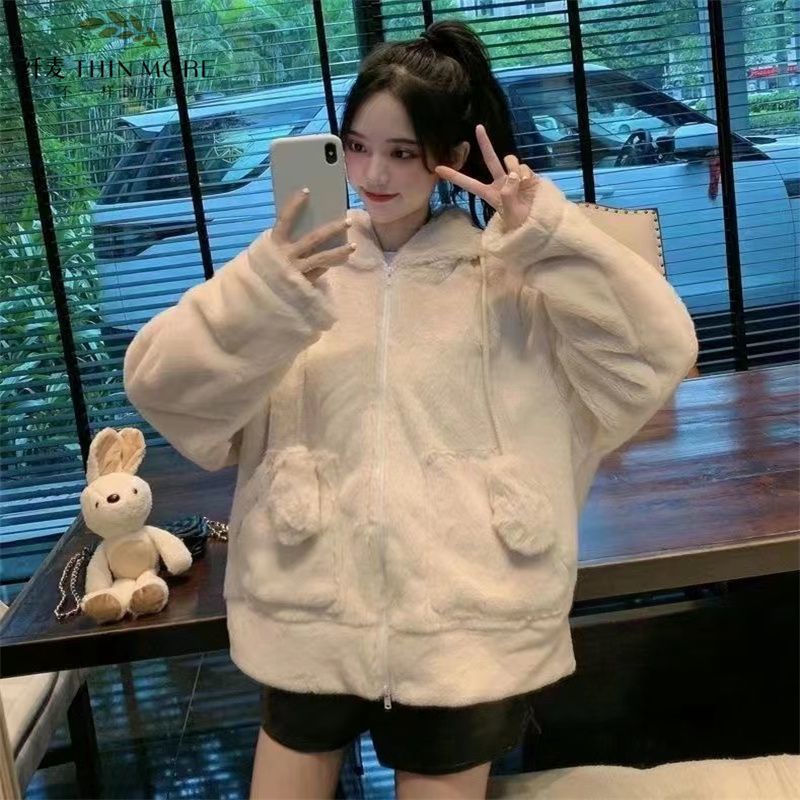 Áo Khoác Cardigan Có Mũ Trùm Dày Dặn Ấm Áp Thời Trang Thu Đông 2023 Dễ Thương Cho Nữ