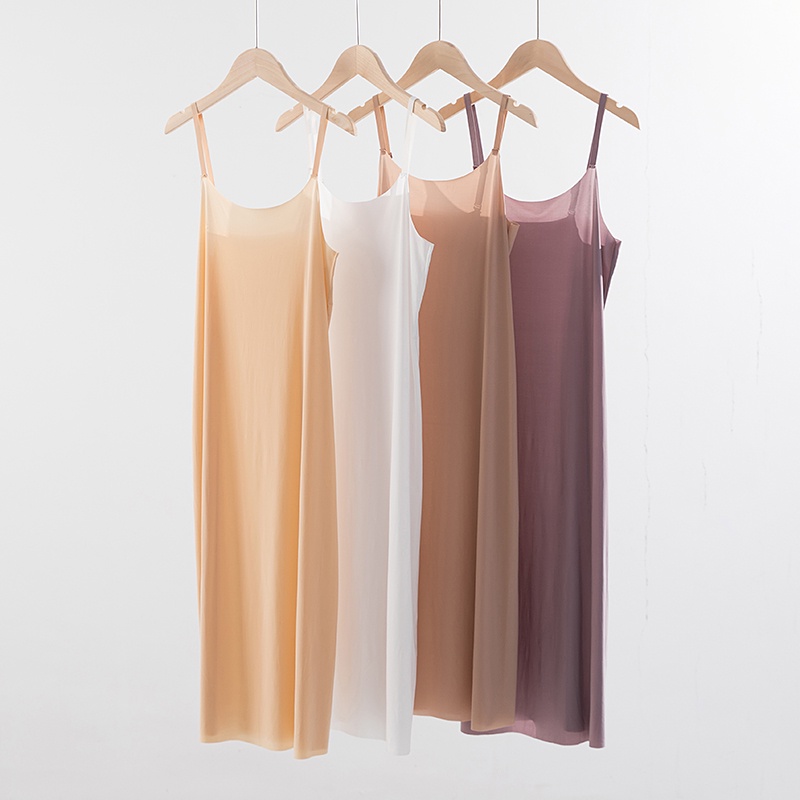 Suspended skirt women s anti-see-through inner skirt ice silk inner slim bottom skirt super long camisole dress anti-