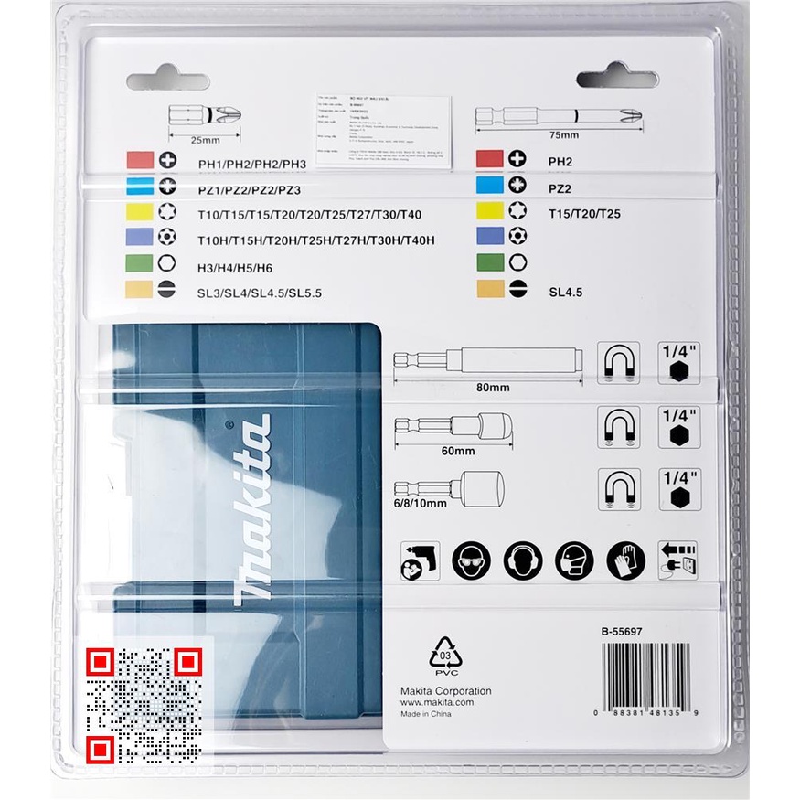 Bộ mũi vít màu 43 chi tiết B-55697 Makita
