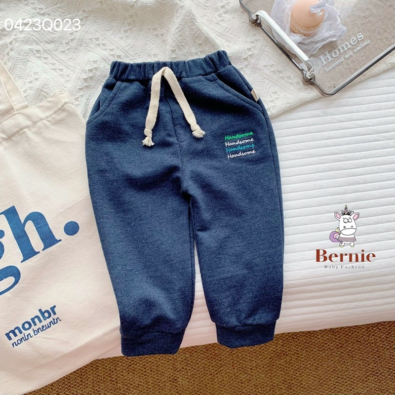 Quần dài bé trai da cá thêu Handsome Bernie - Quần thu đông thể thao bé trai cho bé từ 9-23kg- 0423Q023