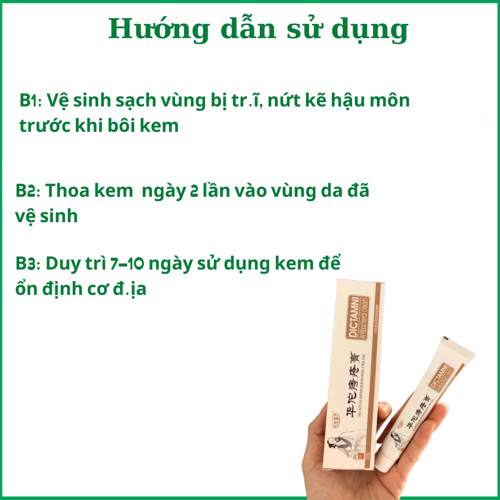 Kem bôi Dictamni- Dùng khi bị trĩ và rát hậu môn, thành phần thảo dược làm dịu mát, giảm đau rát, tuýp 20gr