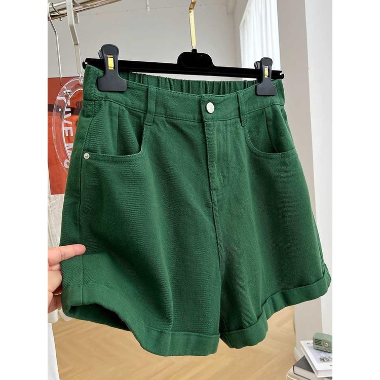 High-end retro thun eo a-line denim tooling shorts women s summer loose high-eo wide-leg straight-leg casual ho
