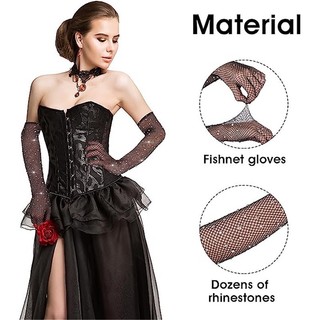 Phụ kiện thời trang găng tay đen đính đá lấp lánh TRIPBLE T DRESS