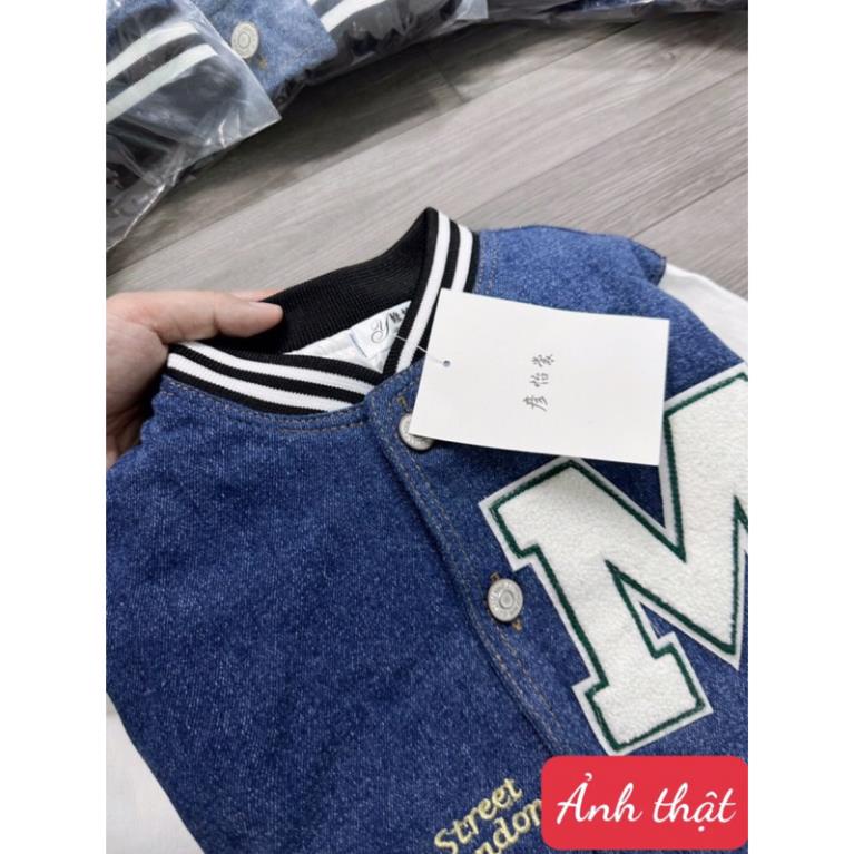 Áo khoác jean bomber phối kaki trần bông chữ M hot