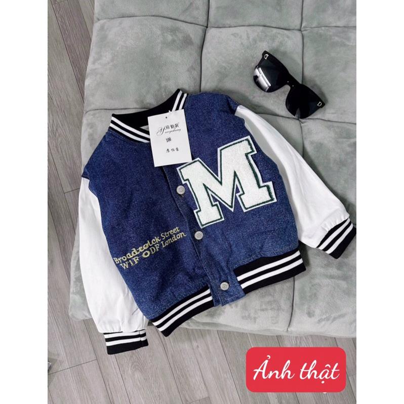 Áo khoác jean bomber phối kaki trần bông chữ M hot